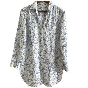 Sigrid Olsen Linen Seahorse Print Tunic Top size S